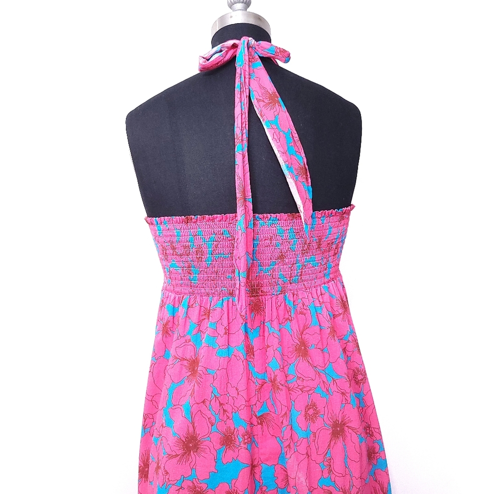Xirena Barbiecore Adley Floral Halter Vacation Vibrant Colors Maxi Dress - Picture 11 of 15